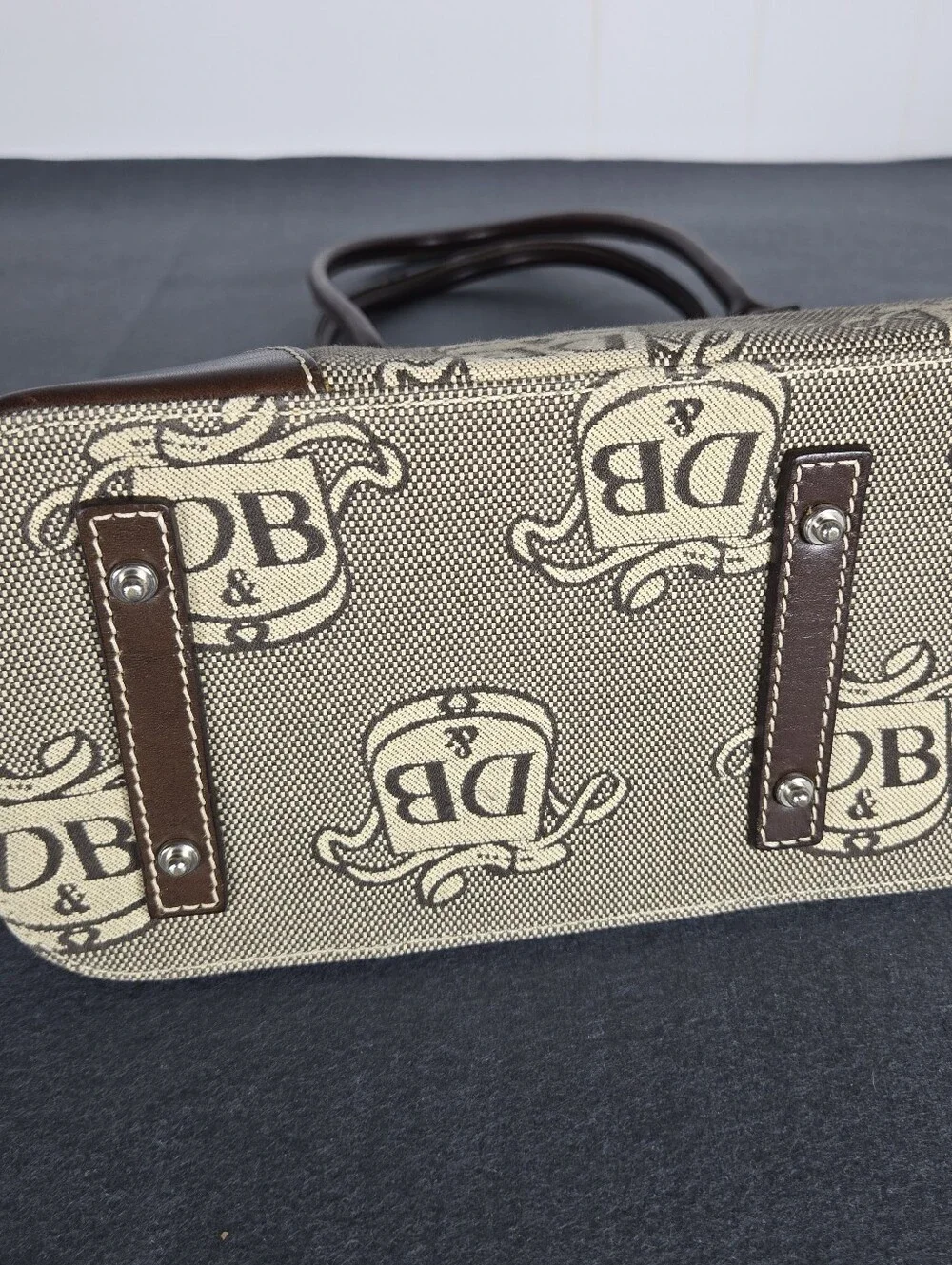 Dooney & Bourke Brown and Tan DB Logo Satchel